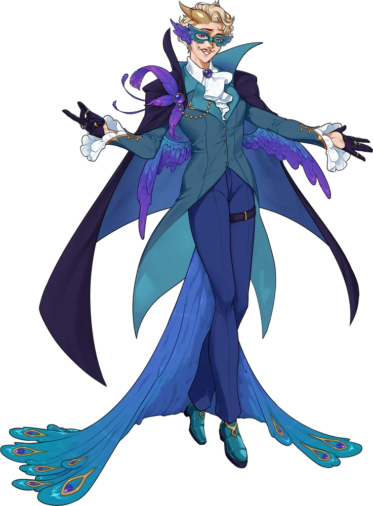 Humanoid form of Franscesco, the peacock